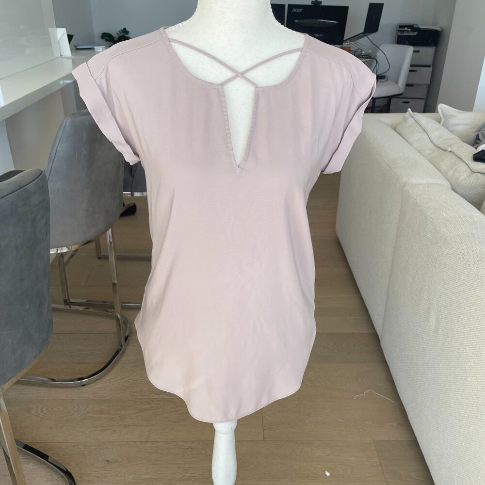 Express Satin Cross Front Gramercy Top in Blush Pink - XXS